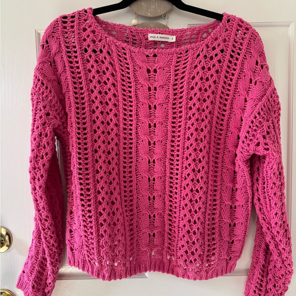 Pink Free People Knit Sweater